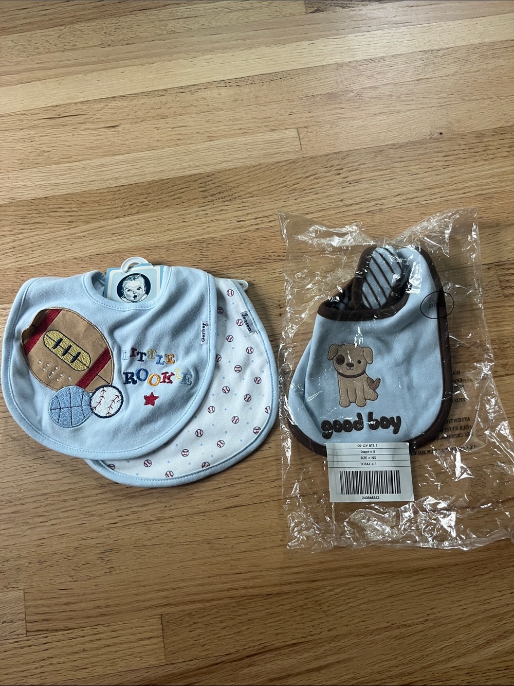 Gymboree/Gerber 'Good Boy' & Sports Baby Bib Set, NWT